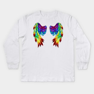 Rainbow Polygonal Folded Wings Kids Long Sleeve T-Shirt